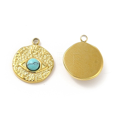 Natural Turquoise Flat Round with Eye Charms STAS-J401-VC559-1