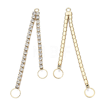 Brass Pave Crystal Rhinestone Chain with Ring Big Pendants KK-N216-423-03LG-1
