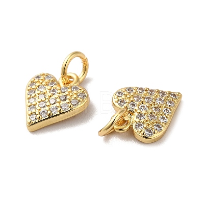 Rack Plating Brass Micro Pave Clear Cubic Zirconia Charms KK-F853-16G-1