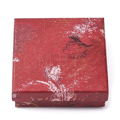 Floral Oil Painting Print Square Cardboard Jewelry Boxes CBOX-A010-01B-05-1