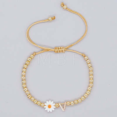 Golden Tone Daisy Braided Bead Bracelets WY1454-22-1