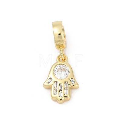 Brass Micro Pave Cubic Zirconia European Dangle Charm KK-U062-24G-1