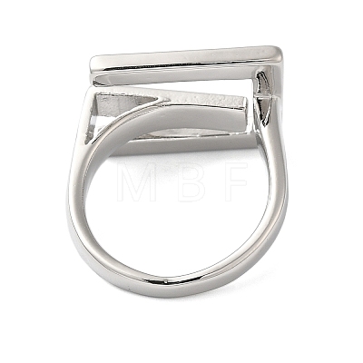Brass Letter E Geometric Open Cuff Rings for Women RJEW-B062-01P-1