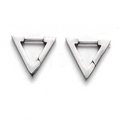 Tarnish Resistant 304 Stainless Steel Triangle Huggie Hoop Earrings STAS-J033-02A-P-1