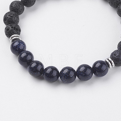 Natural Lava Rock Beads Stretch Bracelets BJEW-I241-13L-1