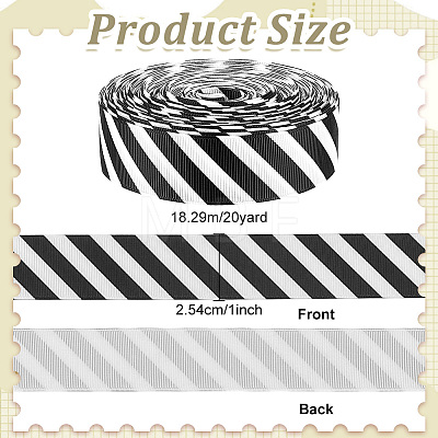 20Yards Polyester Stripe Pattern Ribbon OCOR-PH0036-33B-1