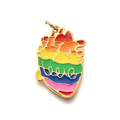 Pride 304 Stainless Steel Enamel Pendants STAS-B079-01G-02-1