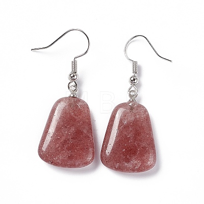 Natural Strawberry Quartz  Trapezoid Dangle Earrings EJEW-D188-02P-10-1