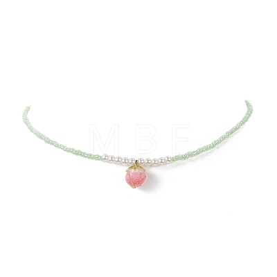 Resin Flower Bud Pendant Necklaces NJEW-JN04153-1