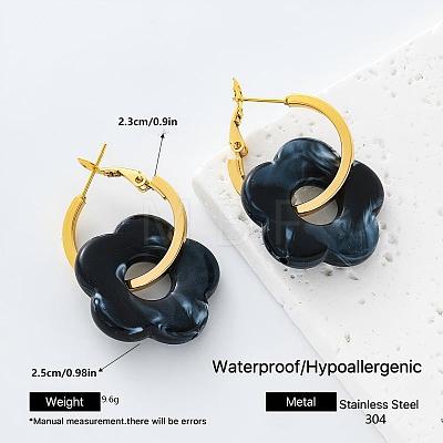 304 Stainless Steel Resin Hoop Dangle Earrings for Women QH5612-1-1