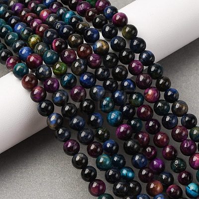 Grade AB Natural Tiger Eye Beads Strands G-F591-18-6mm-06-1