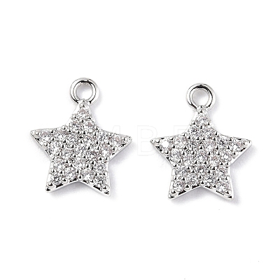 Brass Micro Pave Clear Cubic Zirconia Charms KK-E068-VF269-1
