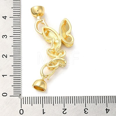 Rack Plating Brass Micro Pave Clear Cubic Zirconia Fold Over Clasps KK-E084-20G-1