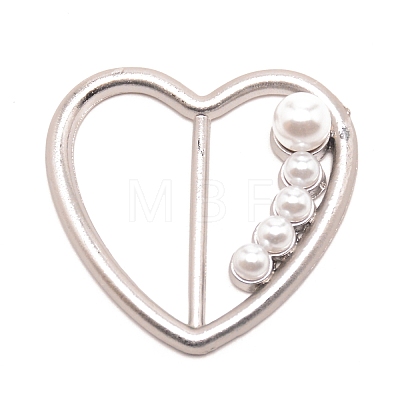 Heart Alloy Resin Imitation Pearl Slide Buckles JEWB-TAC0003-03A-1