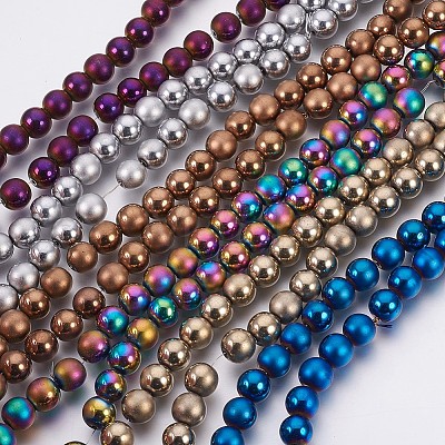 Electroplate Non-Magnetic Synthetic Hematite Beads Strands G-F585-B-8mm-1