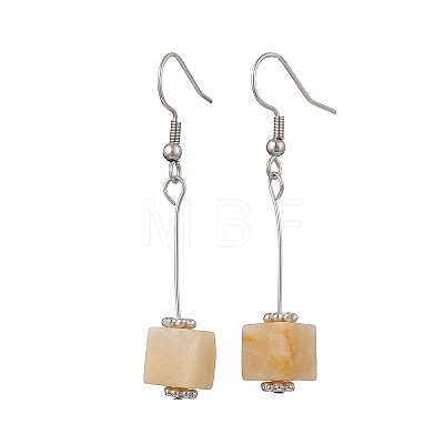 Cube 304 Stainless Steel & Natural Topaz Jade Dangle Earrings EJEW-JE06869-1