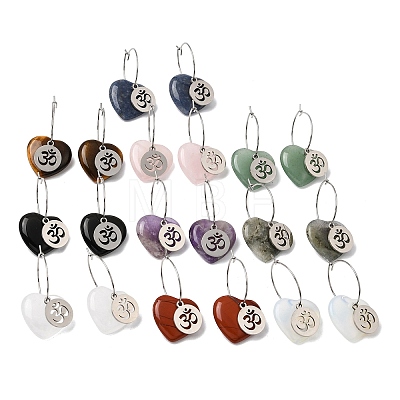 Natural & Synthetic Gemstone & 304 Stainless Steel Hoop Earrings for Women EJEW-G475-04P-1
