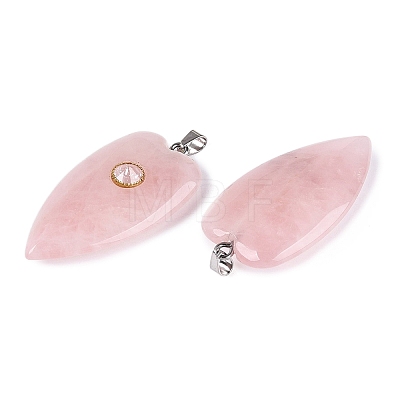Natural Rose Quartz Pendants G-Q601-47H-1