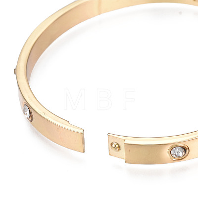 Brass Hinged Bangle with Crystal Rhinestone for Women BJEW-S118-127G-1