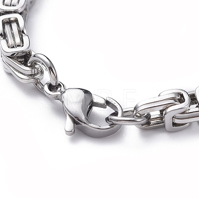 Unisex 201 Stainless Steel Byzantine Chain Bracelets BJEW-L637-34A-P-1