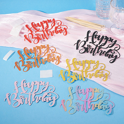 6Pcs 6 Colors Paper Cake Toppers FIND-TA0010-39-1