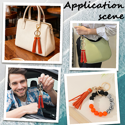 1Pc PU Leather Tassel Keychains KEYC-CL0001-50A-1