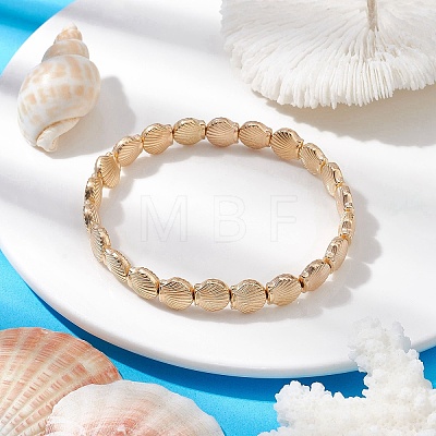 ABS Plastic Shell Shape Beaded Stretch Bracelets for Women BJEW-JB10148-1