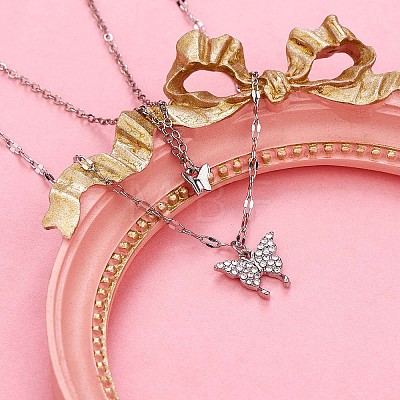 Alloy Butterfly Pendant Necklaces for Women JN1064A-1