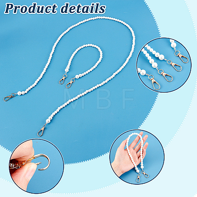   4Pcs 2 Style Plastic Imitation Pearl Bead Bag Straps FIND-PH0008-20-1