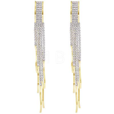 Boho Tassel Chandelier Earrings Cubic Zirconia Long Earrings Crystal Dangling Earrings Long Drop Chain Earrings Long Rhinestone Tassel Earrings for Women JE1070A-1