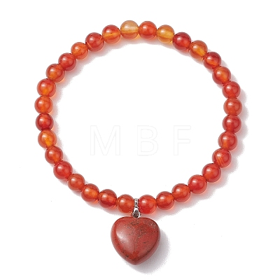 2pcs 2 Styles 6mm Round & Chip Natural Red Agate Beaded Stretch Bracelet Sets BJEW-TA00517-01-1