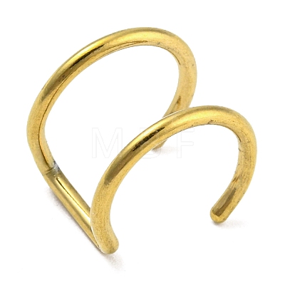 Ion Plating(IP) 304 Stainless Steel Double Line Cuff Earrings AJEW-K037-01G-1