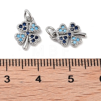 Clover Brass Micro Pave Cubic Zirconia Charms KK-B102-04P-1