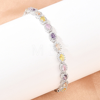 Platinum Tone Brass Micro Pave Cubic Zirconia Tennis Bracelets BJEW-B160-02P-03-1