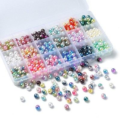 540Pcs 18 Style Rainbow ABS Plastic & Acrylic Imitated Pearl Beads DIY-YW0008-08-1