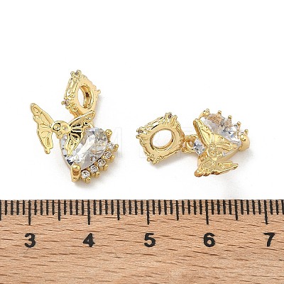 Brass Pave Clear Cubic Zirconia Pendants KK-D228-13G-1