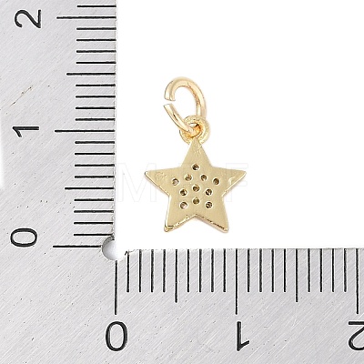 Rack Plating Brass Micro Pave Clear Cubic Zirconia Charms KK-Z060-08G-01-1