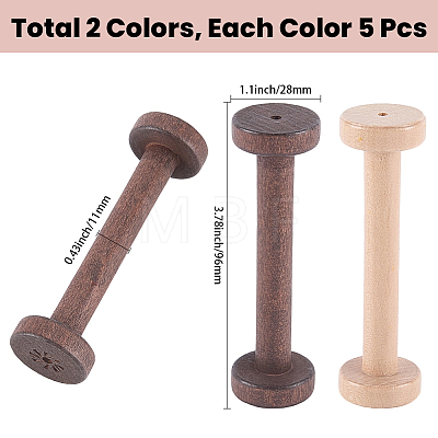 10Pcs 2 Colors Wood Sewing Embroidery Thread Spool WOOD-SC0002-35-1