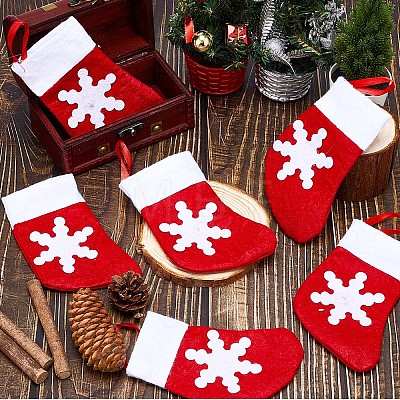 Christmas Socks Non Woven Fabric Cutlery Set Bags AJEW-WH0329-96-1