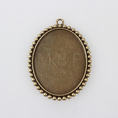 Vintage Tibetan Style Alloy Pendant Cabochon Bezel Settings TIBEP-M018-136AB-NF-1