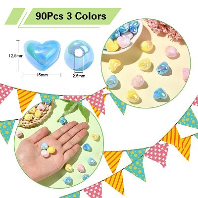 90Pcs 3 Colors UV Plating Opaque Rainbow Iridescent Acrylic Beads PACR-CJ0001-32-1