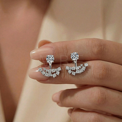 925 Sterling Silver Pave Moissanite Stud Earrings for Women XF0952-1