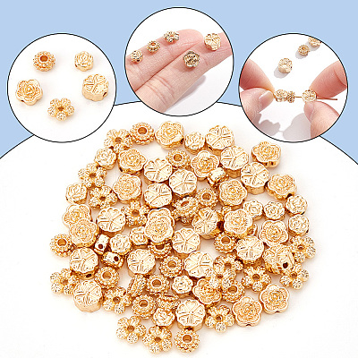 80Pcs 5 Style Rack Plating Alloy Beads FIND-DC0001-47-1