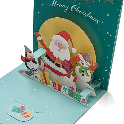 Square 3D Santa Claus Pop Up Paper Greeting Card AJEW-P124-B03-1