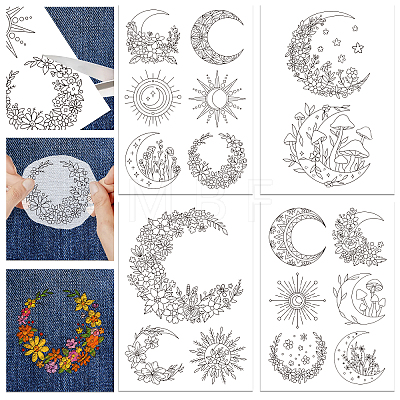 4 Sheets 11.6x8.2 Inch Stick and Stitch Embroidery Patterns DIY-WH0455-123-1