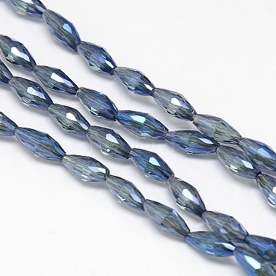 Electroplate Crystal Glass Rice Beads Strands EGLA-F042-A07-1