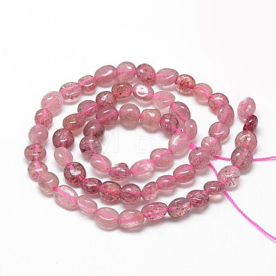 Natural Strawberry Quartz Beads Strands G-R445-6x8-17-1