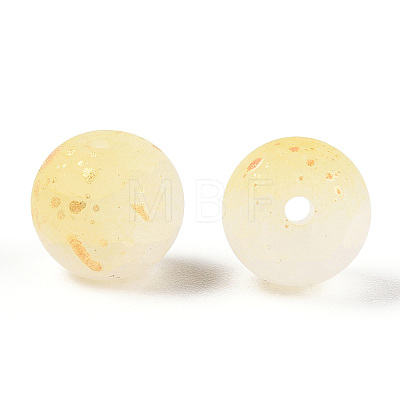 Frosted Baking Painted Crackle Glass Beads with Glitter Powder DGLA-T004-8mm-01I-1