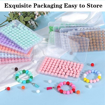 80Pcs Round Silicone Focal Beads SIL-SZ0001-24-34-1