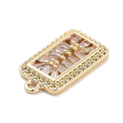 Brass with Clear Cubic Zirconia Pendants KK-Z061-21C-G-1